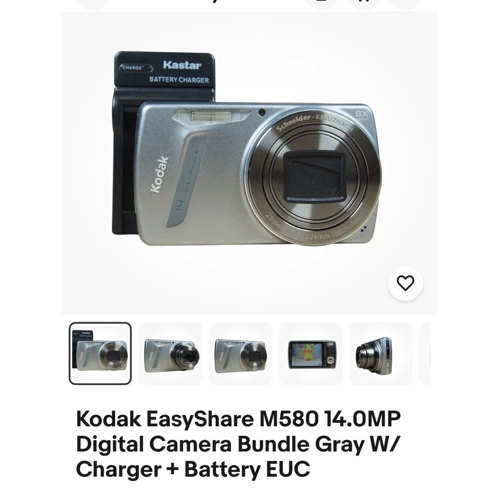Kodak EasyShare M580 14.0MP Digital Camera Gray Bundle 8x Optical Zoom Charger